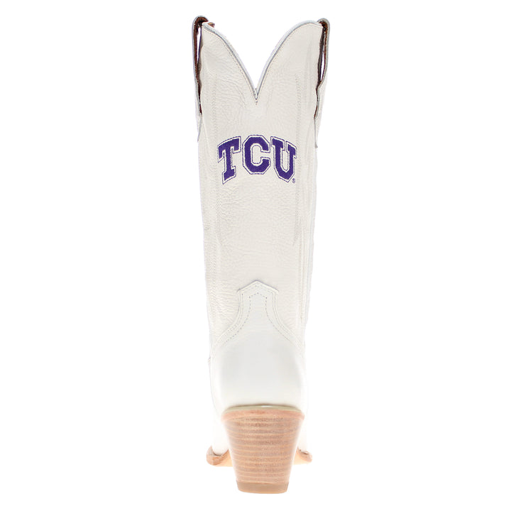 Women's Texas Christian University Horned Frogs All White Pointed Toe Cowgirl Boots Leighton Vaccari University