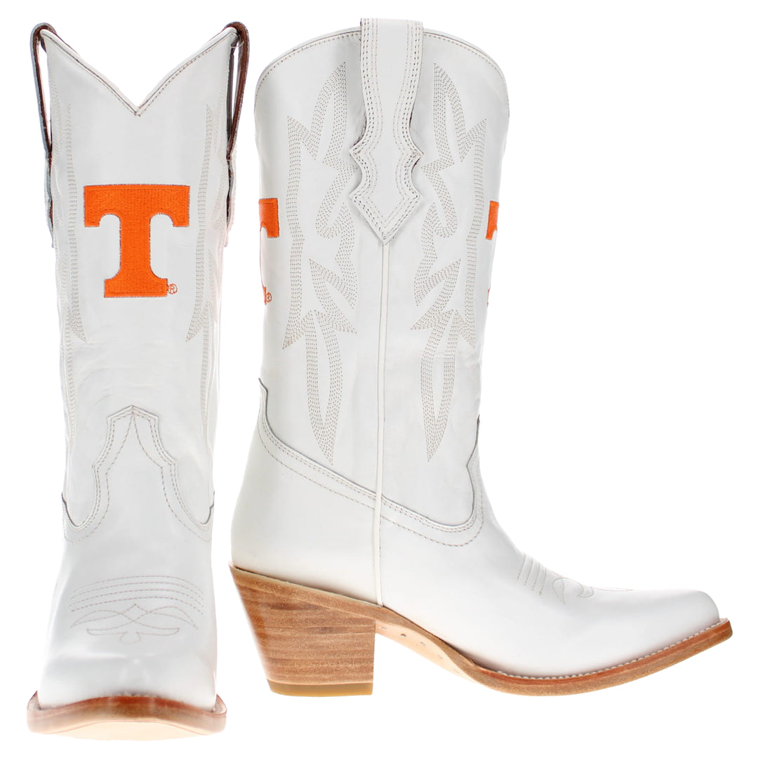 Women's University of Tennessee All White Pointed Toe Cowgirl Boots Leighton Vaccari University