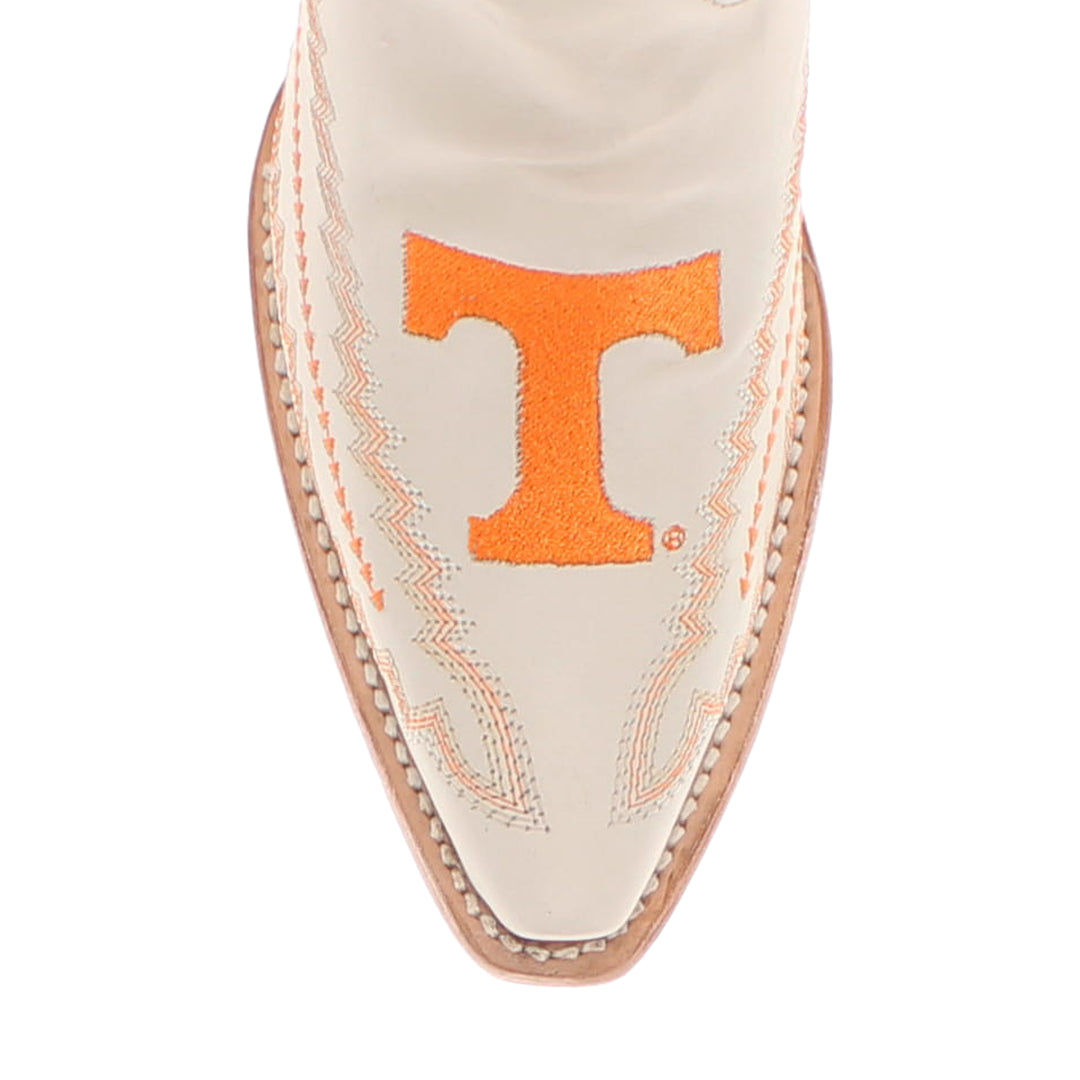 Women's University of Tennessee Cowgirl Boots Bone Leather Snip Toe Boots by Vaccari