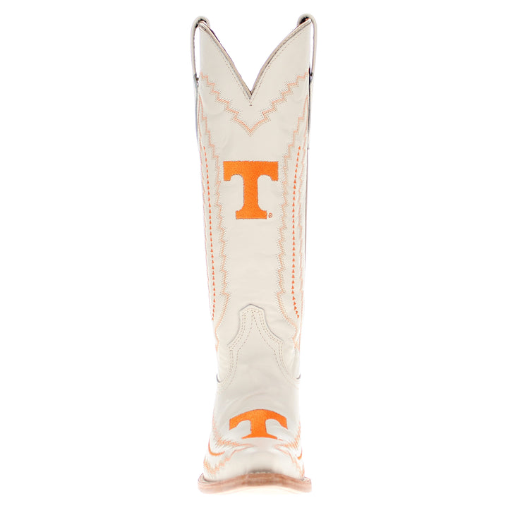 Women's University of Tennessee Cowgirl Boots Bone Leather Snip Toe Boots by Vaccari