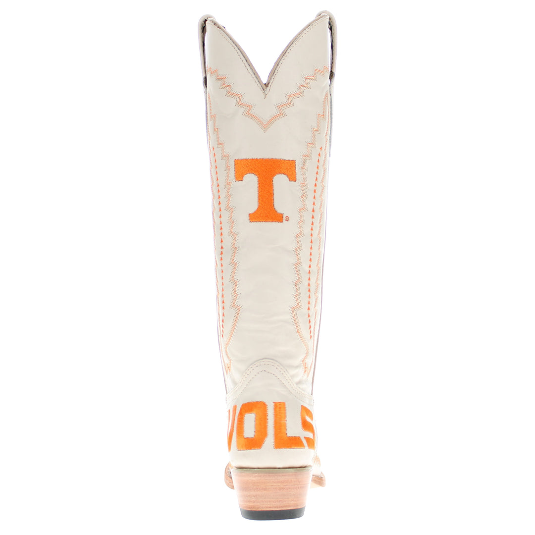 Women's University of Tennessee Cowgirl Boots Bone Leather Snip Toe Boots by Vaccari