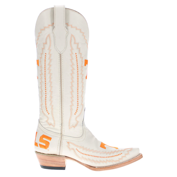 Women's University of Tennessee Cowgirl Boots Bone Leather Snip Toe Boots by Vaccari