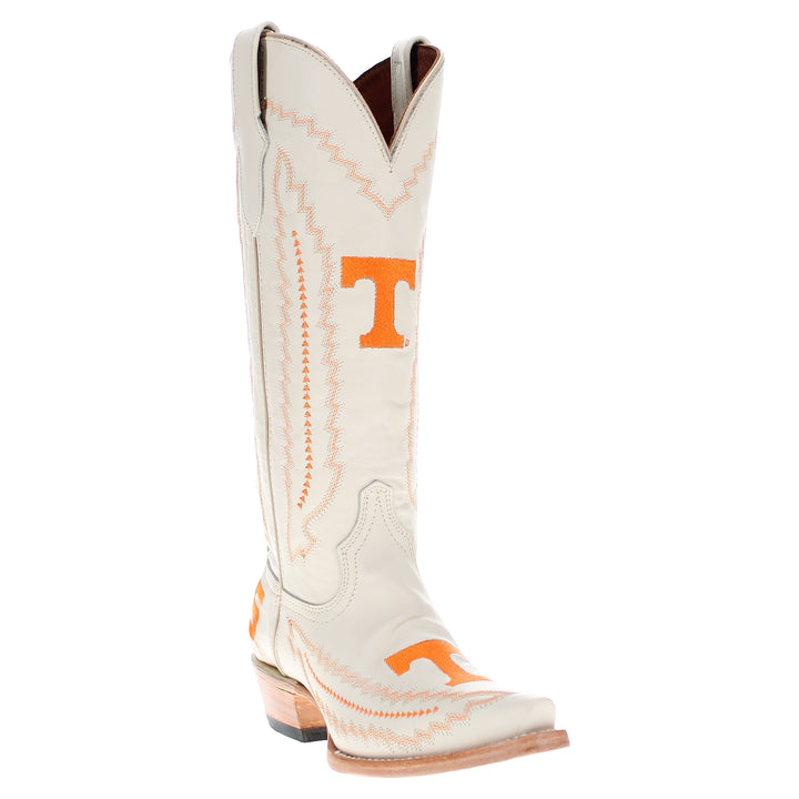 Women's University of Tennessee Cowgirl Boots Bone Leather Snip Toe Boots by Vaccari