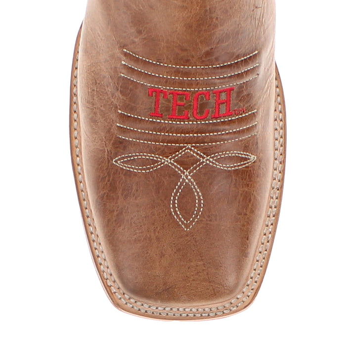 Men's Texas Tech Red Raiders Tan Leather Square Toe Cowboy Boots by Vaccari