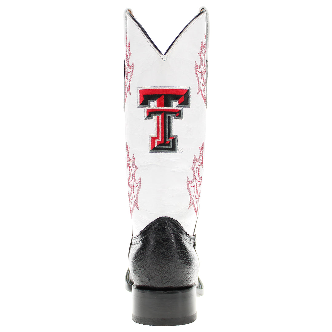 Men's University of Texas Tech Red Raiders Cowboy Boots | Black Broad Square/JW Smooth Ostrich Boots | Officially Licensed | Brooks #select-a-toe_square