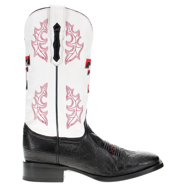 Men's University of Texas Tech Red Raiders Cowboy Boots | Black Broad Square/JW Smooth Ostrich Boots | Officially Licensed | Brooks #select-a-toe_square