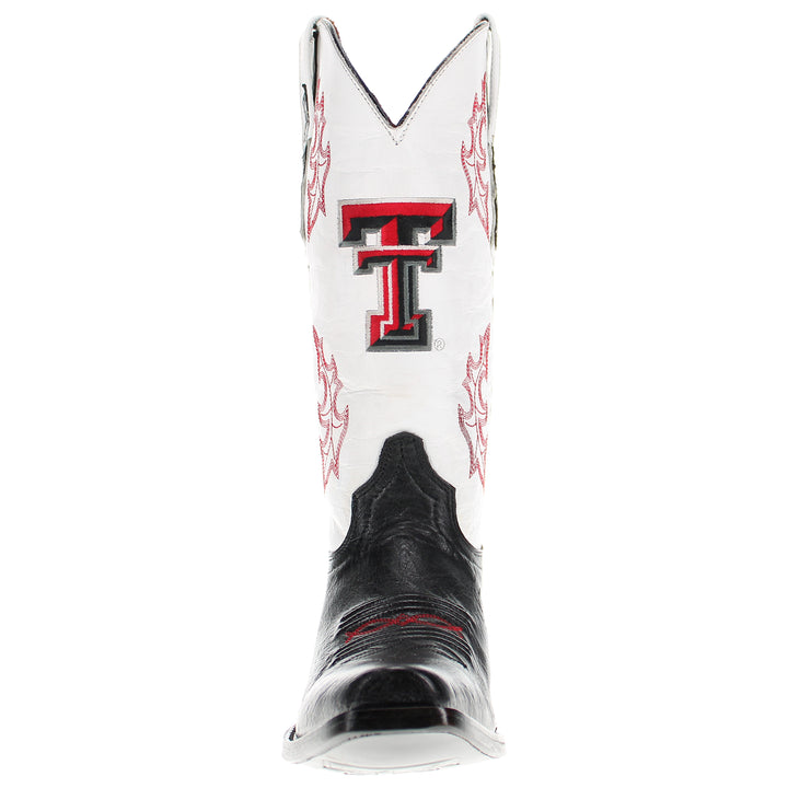 Men's University of Texas Tech Red Raiders Cowboy Boots | Black Broad Square/JW Smooth Ostrich Boots | Officially Licensed | Brooks #select-a-toe_jw