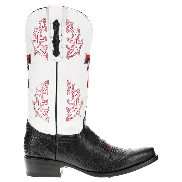 Men's University of Texas Tech Red Raiders Cowboy Boots | Black Broad Square/JW Smooth Ostrich Boots | Officially Licensed | Brooks #select-a-toe_jw