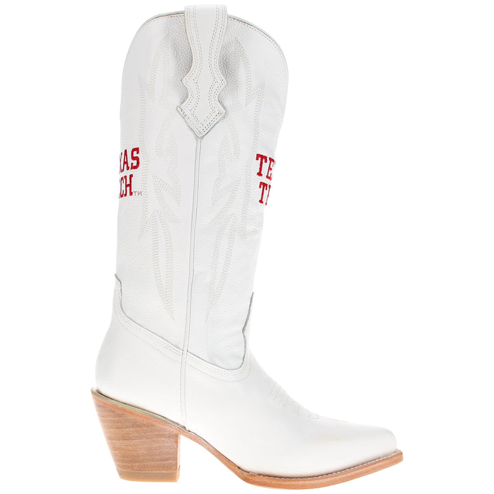 Women's Texas Tech Red Raiders All White Pointed Toe Cowgirl Boots Leighton Vaccari University