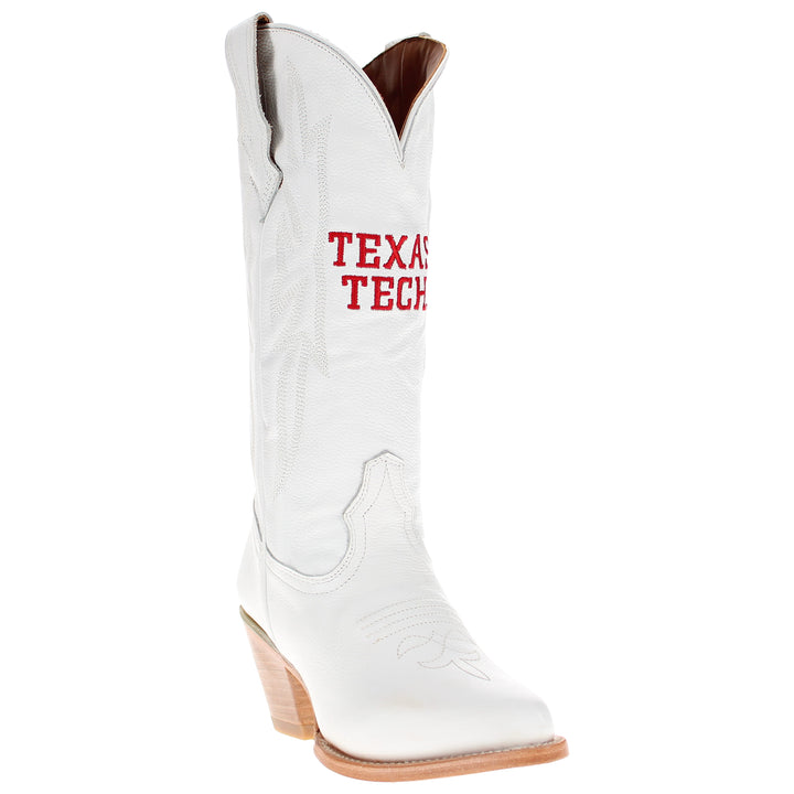 Women's Texas Tech Red Raiders All White Pointed Toe Cowgirl Boots Leighton Vaccari University