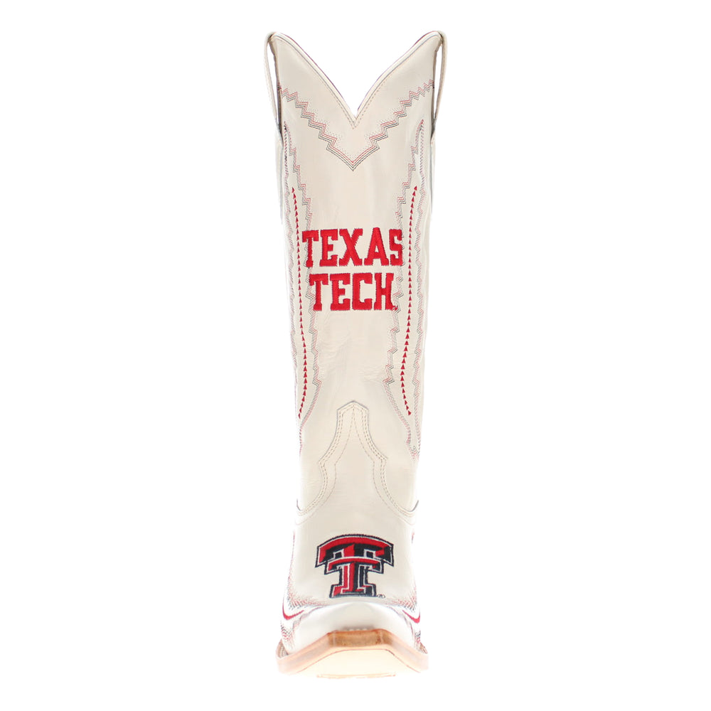 Women's Texas Tech Red Raiders Bone Leather Cowgirl Snip Toe Boots by Vaccari