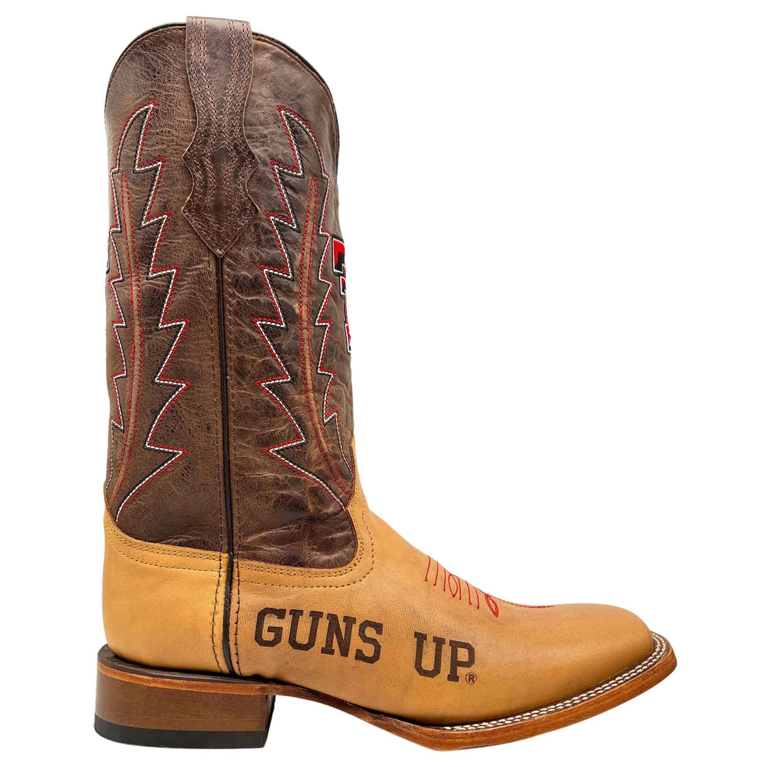 Men's University of Texas Tech Red Raiders Cowboy Boots | Tan/Mocha Broad Square Boots | Officially Licensed | Weston