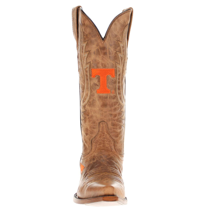 Women's University of Tennessee Vols Tan Leather Snip Toe Cowgirl Boots by Vaccari