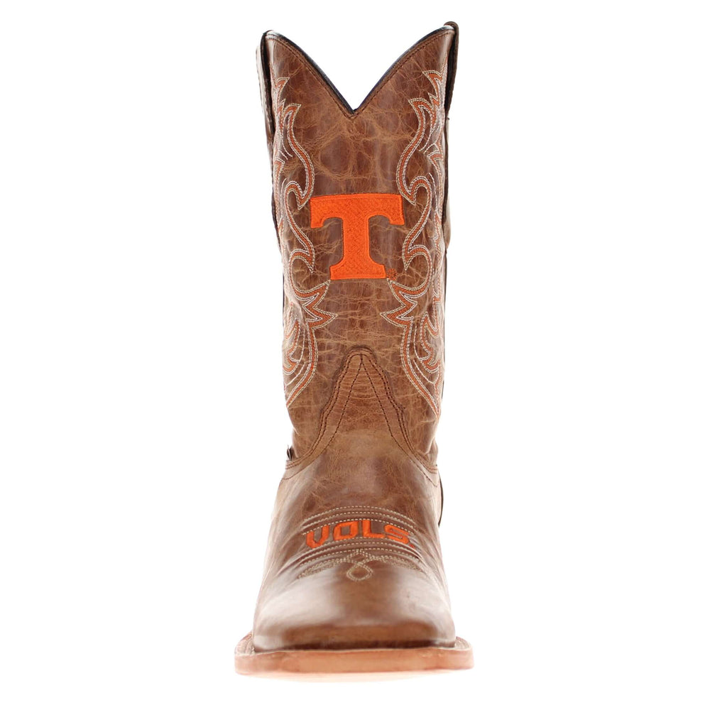 Men's University of Tennessee Vols Tan Leather Square Toe Cowboy Boots by Vaccari