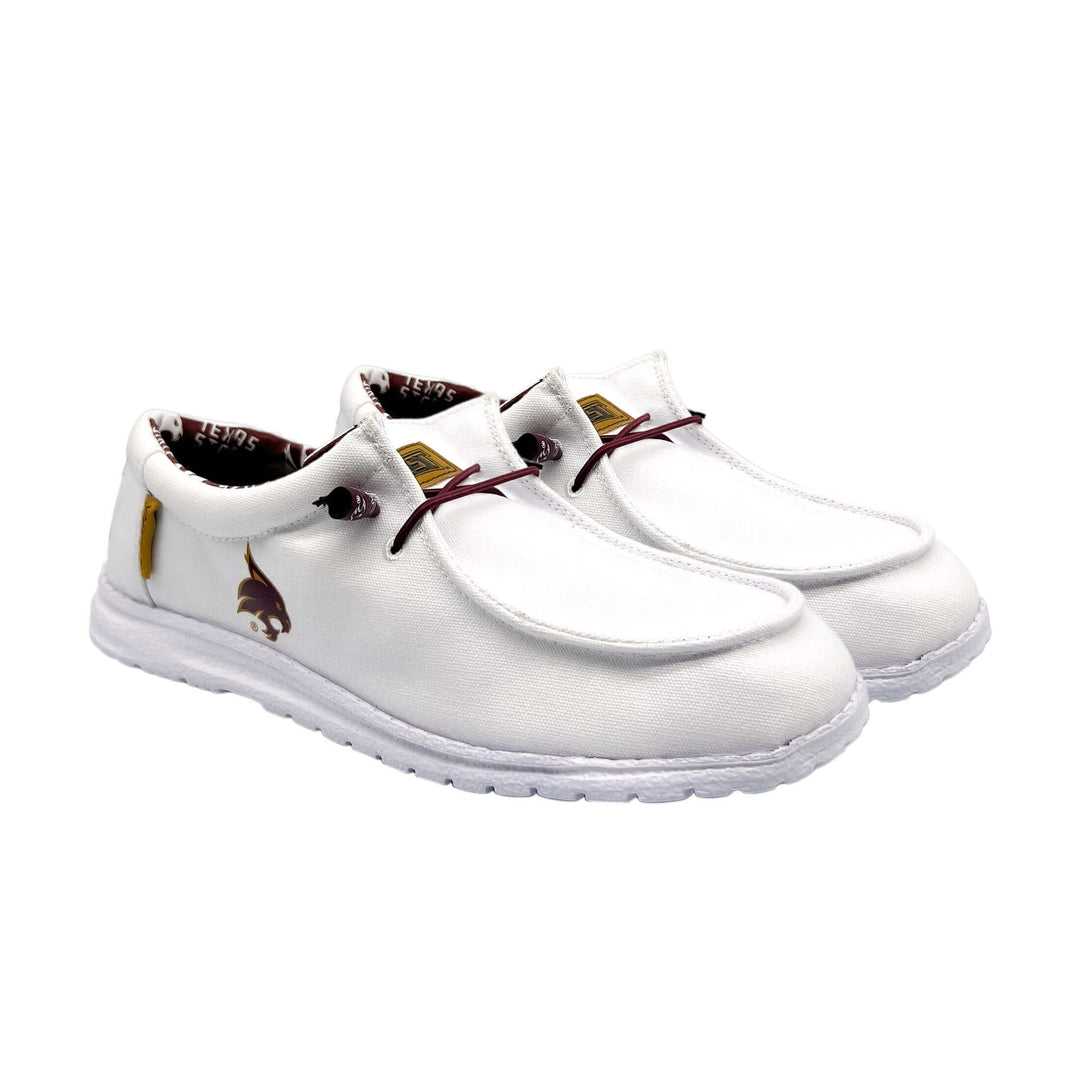 Men's Texas State University White Canvas Shoe Nate