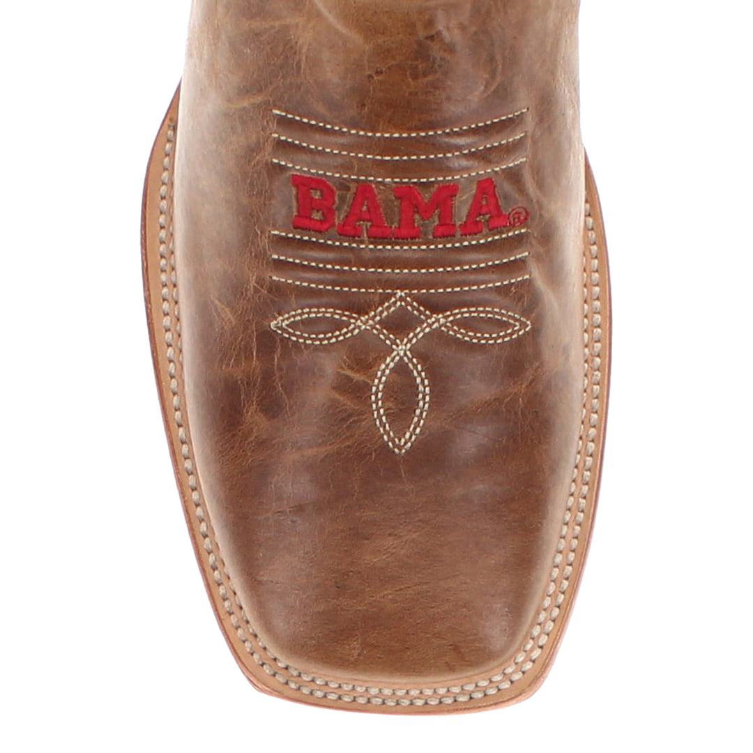 Men's University of Alabama Crimson Tide Tan Leather Square Toe Cowboy Boots by Vaccari