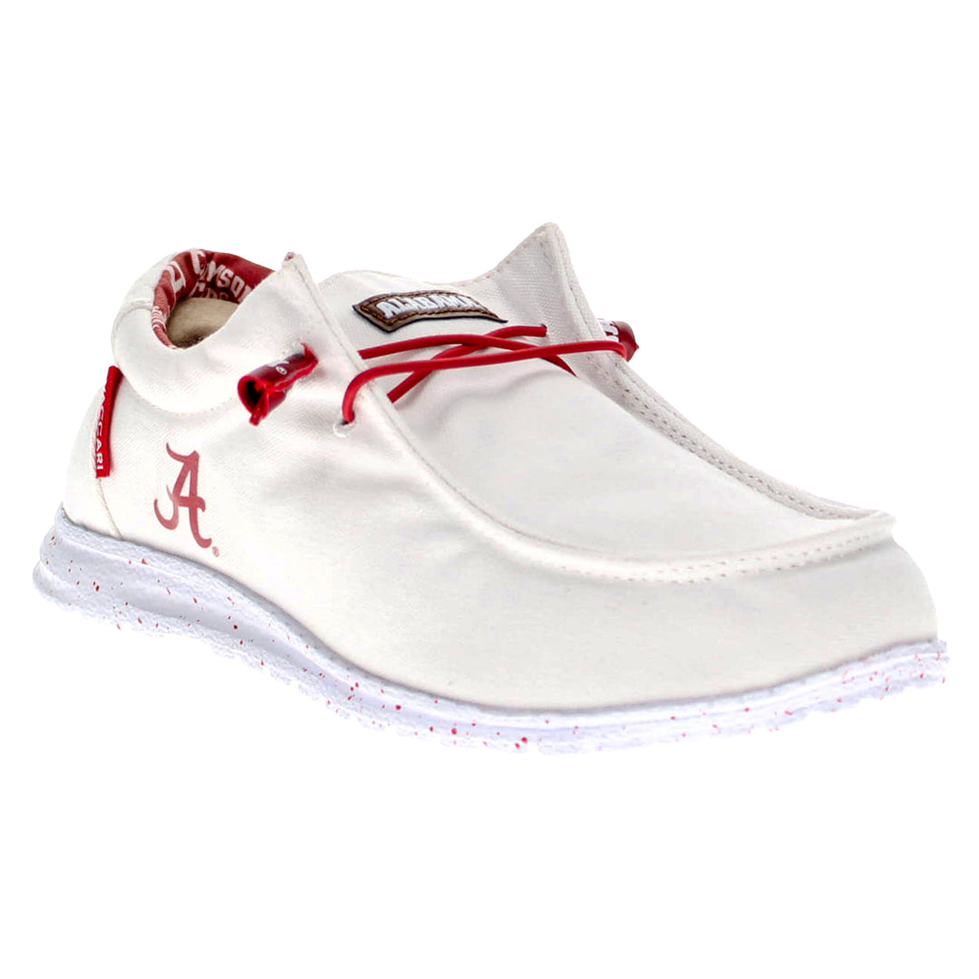 Men's University of Alabama Crimson Tide White Canvas Casual Shoe by Vaccari