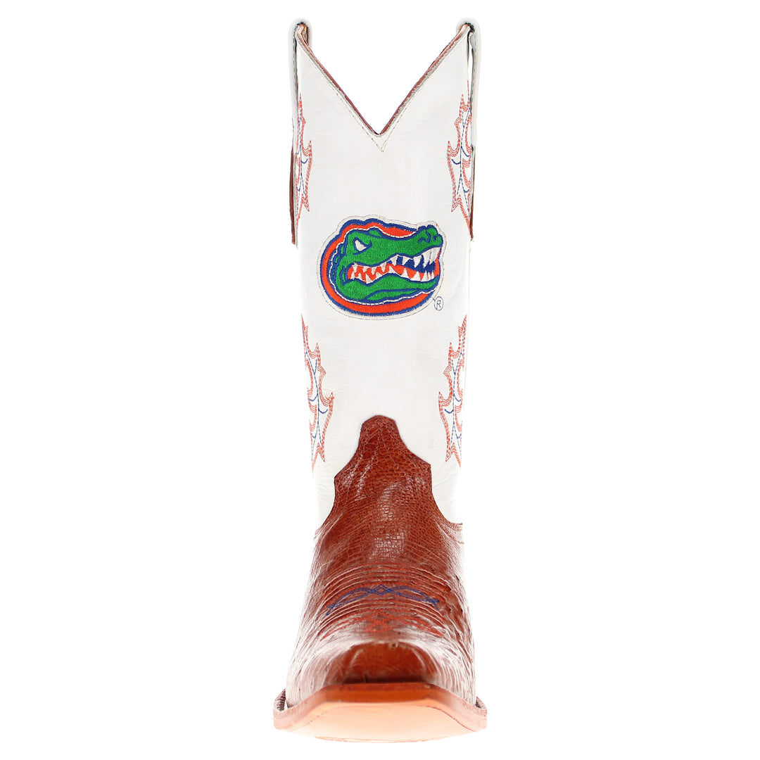 Men's University of Florida Gators Cowboy Boots | Cognac JW toe Smooth Ostrich Boots | Officially Licensed | Brooks