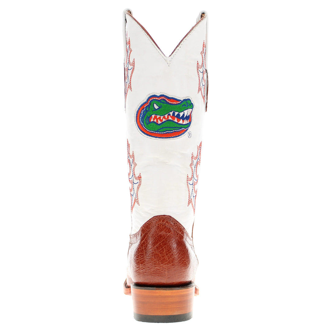 Men's University of Florida Gators Cowboy Boots | Cognac JW toe Smooth Ostrich Boots | Officially Licensed | Brooks