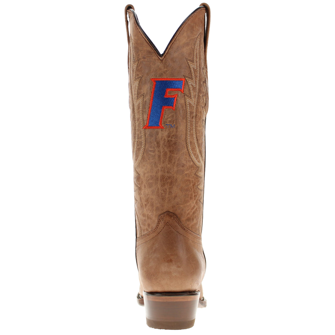 Women's University of Florida Gators Tan Leather Snip Toe Cowgirl Boots by Vaccari