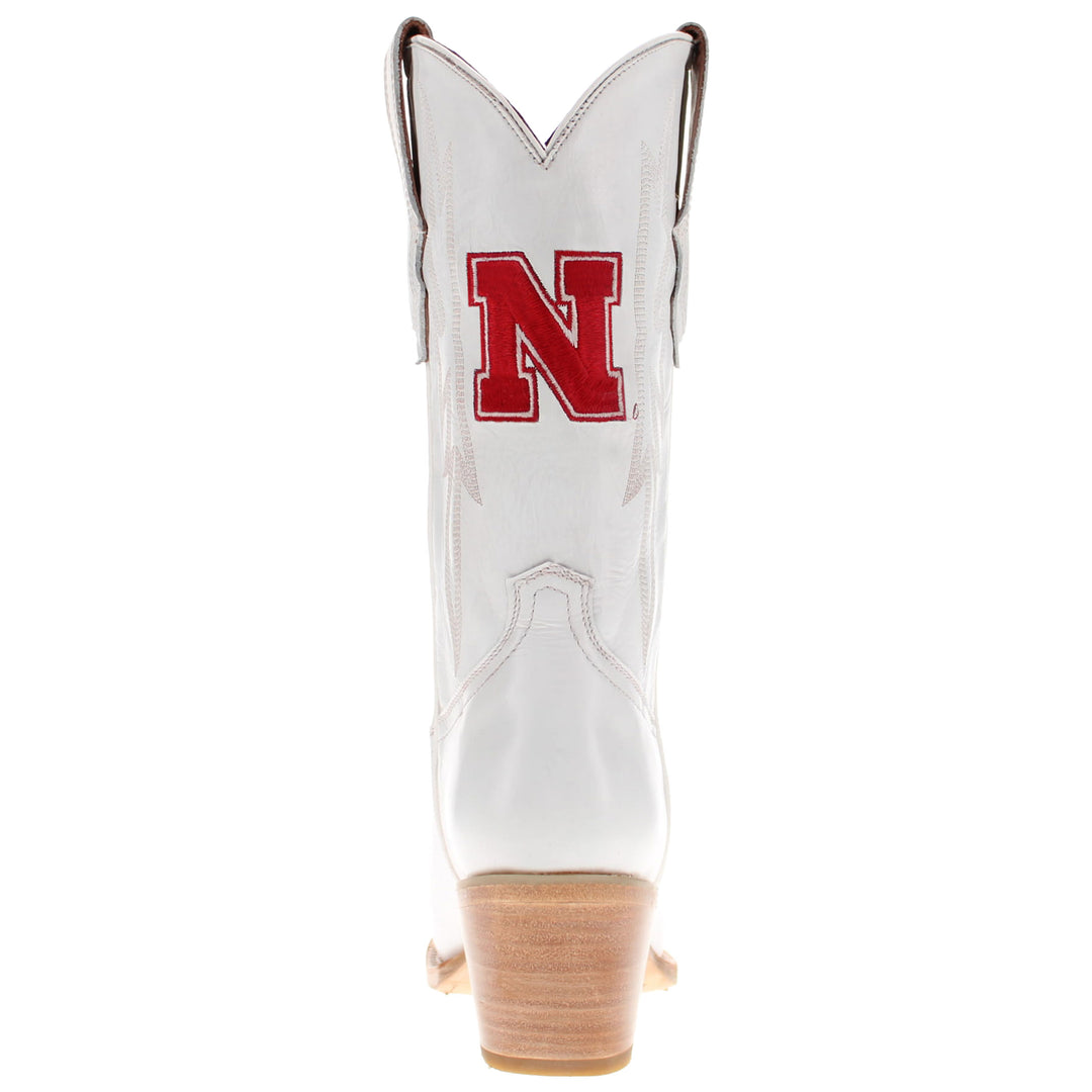 Women's University of Nebraska Cornhuskers All White Pointed Toe Cowgirl Boots Leighton Vaccari University