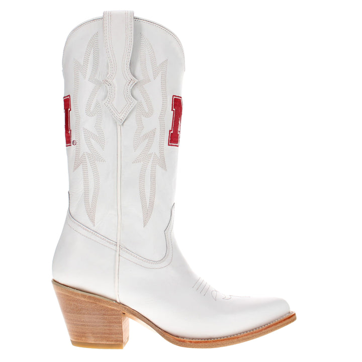 Women's University of Nebraska Cornhuskers All White Pointed Toe Cowgirl Boots Leighton Vaccari University