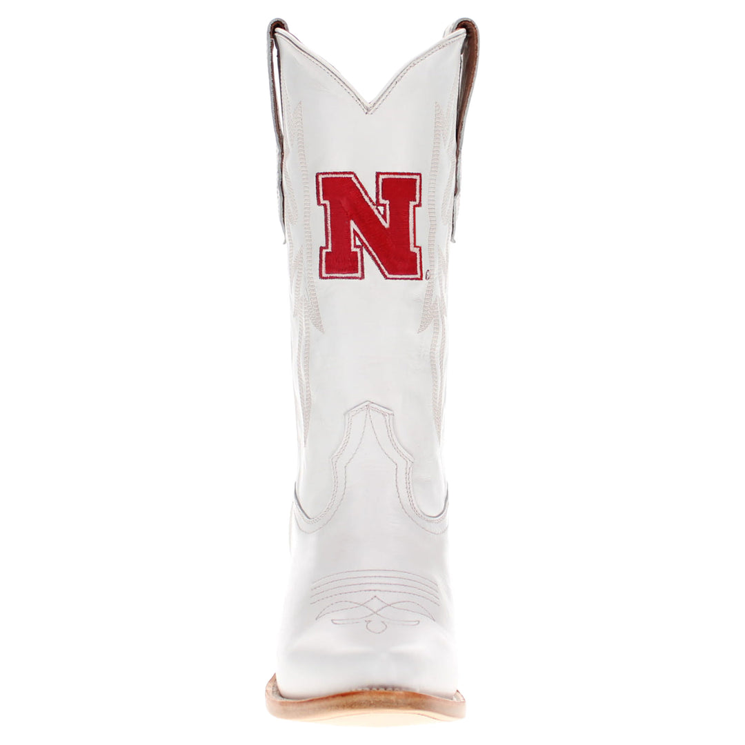 Women's University of Nebraska Cornhuskers All White Pointed Toe Cowgirl Boots Leighton Vaccari University