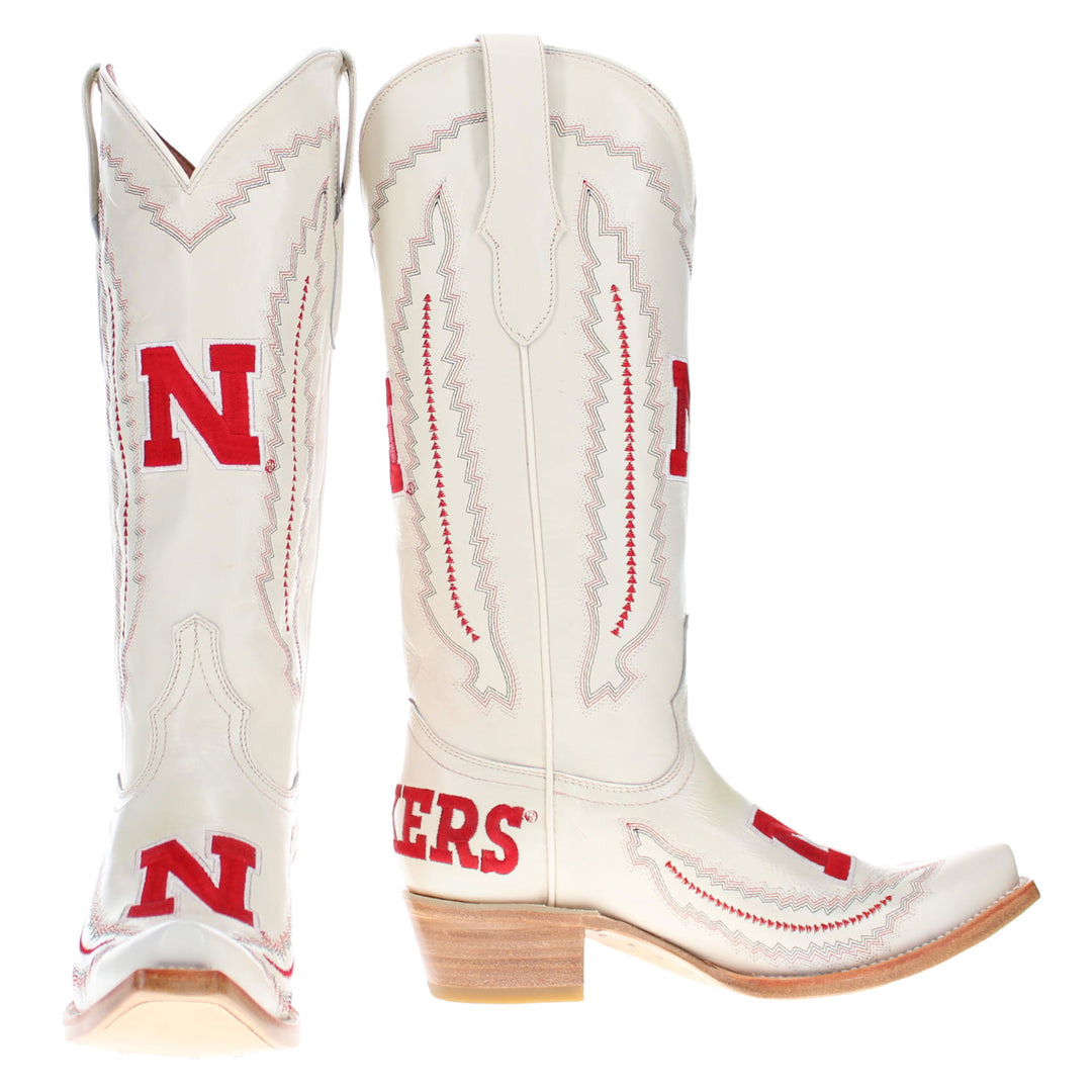 Women's University of Nebraska Cornhuskers Bone Snip Toe Cowgirl Boots Naomi by Vaccari