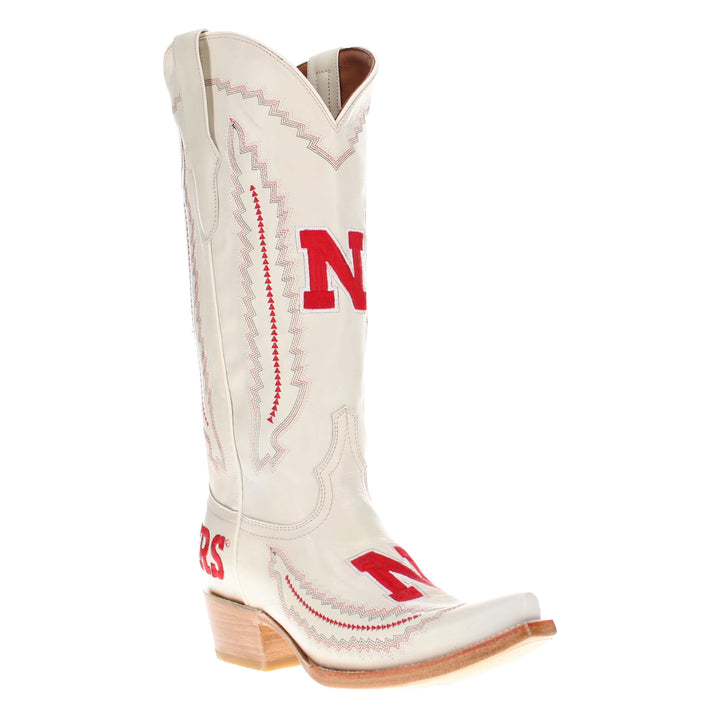 Women's University of Nebraska Cornhuskers Bone Snip Toe Cowgirl Boots Naomi by Vaccari