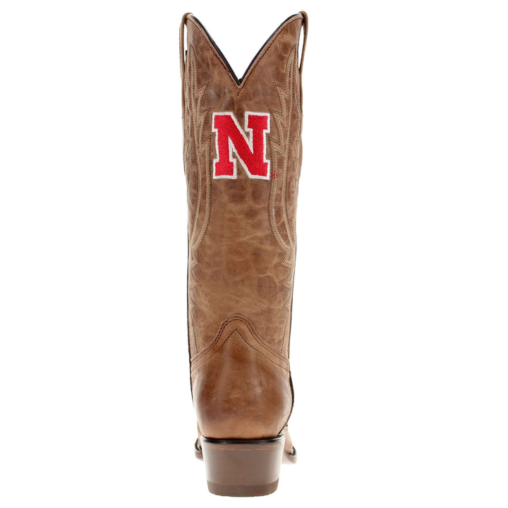 Women's University of Nebraska Cornhuskers Tan Leather Snip Toe Cowgirl Boots by Vaccari