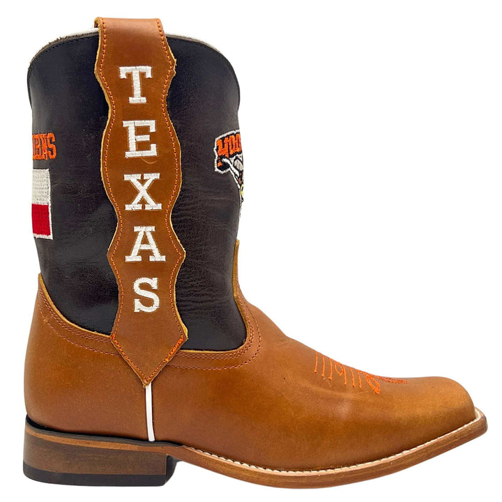 Kid's University of Texas Longhorns Mascot Square Toe Cowboy Boots Dakota by Vaccari