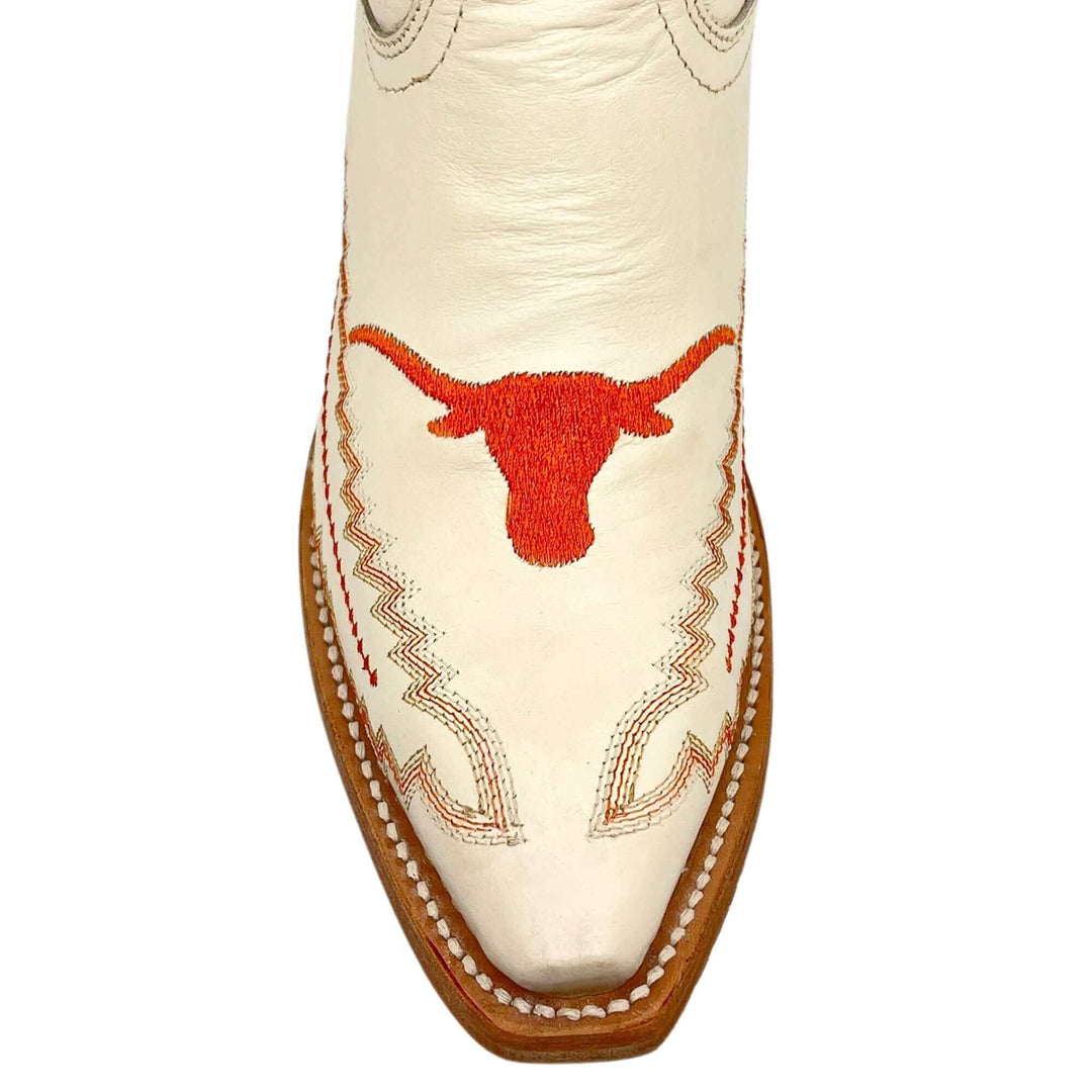 Women's University of Texas Longhorns Cowgirl Boots | UT White Snip Toe Boots | Officially Licensed | Naomi
