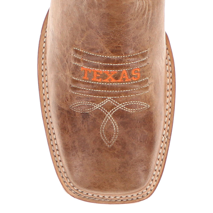 Men's University of Texas Longhorns Tan Leather Square Toe Cowboy Boots by Vaccari