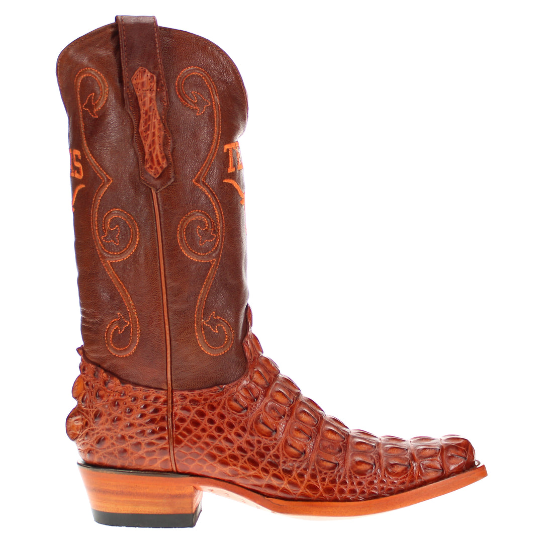 Men's University of Texas Longhorns Cognac Hornback American Alligator Cowboy Boots David by Vaccari #select-a-toe_jw