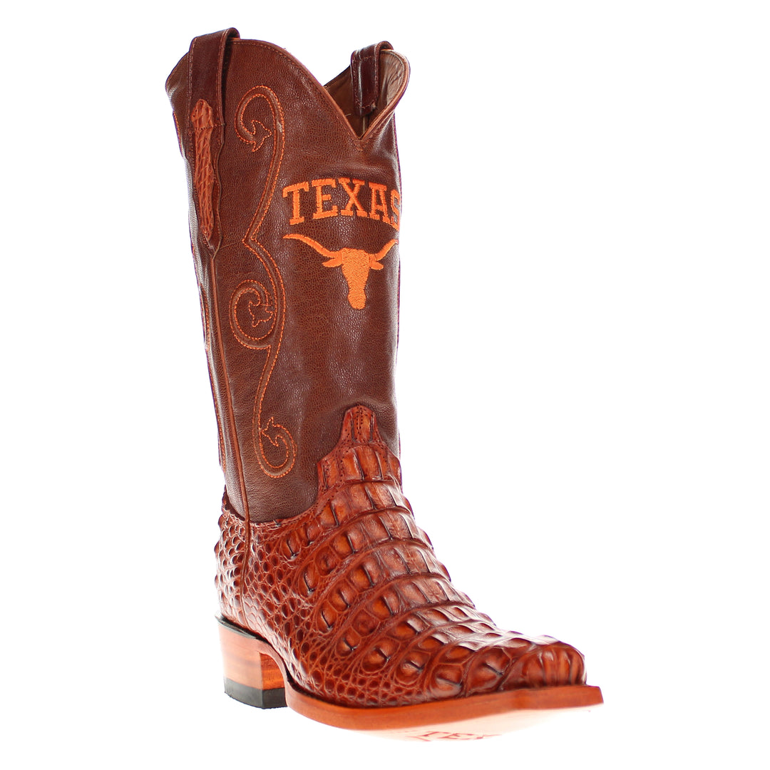 Men's University of Texas Longhorns Cognac Hornback American Alligator Cowboy Boots David by Vaccari #select-a-toe_jw