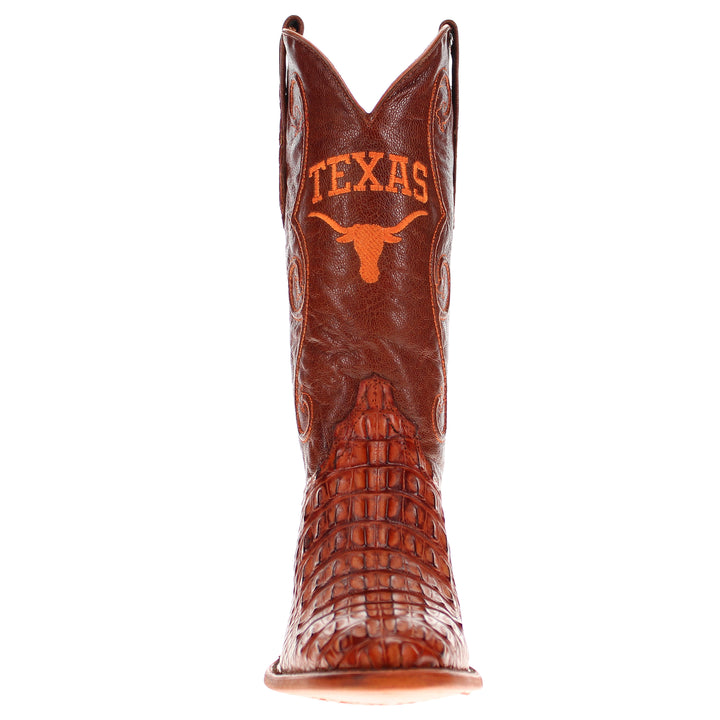 Men's University of Texas Longhorns Cognac Hornback American Alligator Cowboy Boots David by Vaccari #select-a-toe_round