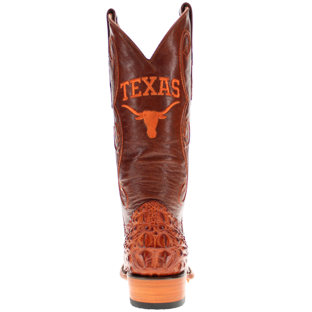 Men's University of Texas Longhorns Cognac Hornback American Alligator Cowboy Boots David by Vaccari #select-a-toe_round