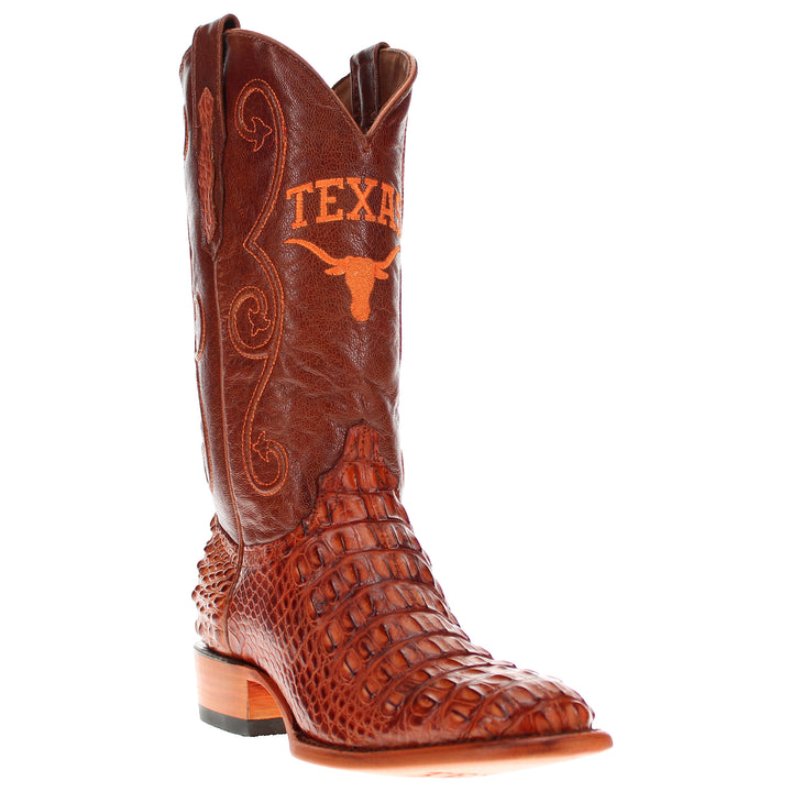 Men's University of Texas Longhorns Cognac Hornback American Alligator Cowboy Boots David by Vaccari #select-a-toe_round