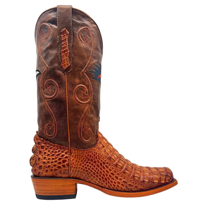 Men's University of Texas at San Antonio Road Runners Cowboy Boots | Cognac JW Toe Hornback American Alligator Boots | Officially Licensed | David