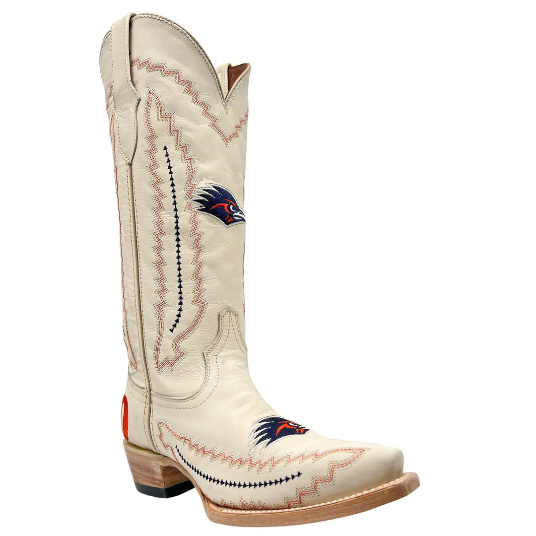 Women's UTSA Roadrunners Cowgirl Boots | UTSA White Snip Toe Boots | Officially Licensed | Naomi