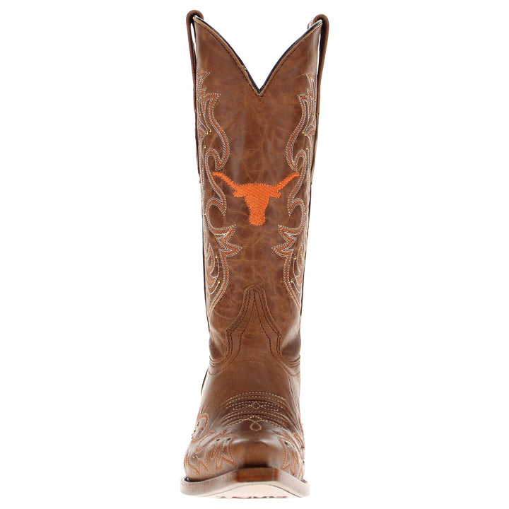 Women's University of Texas Longhorns Cowgirl Boots | Gold studs Tan Snip Toe Boots | Officially Licensed | Annie