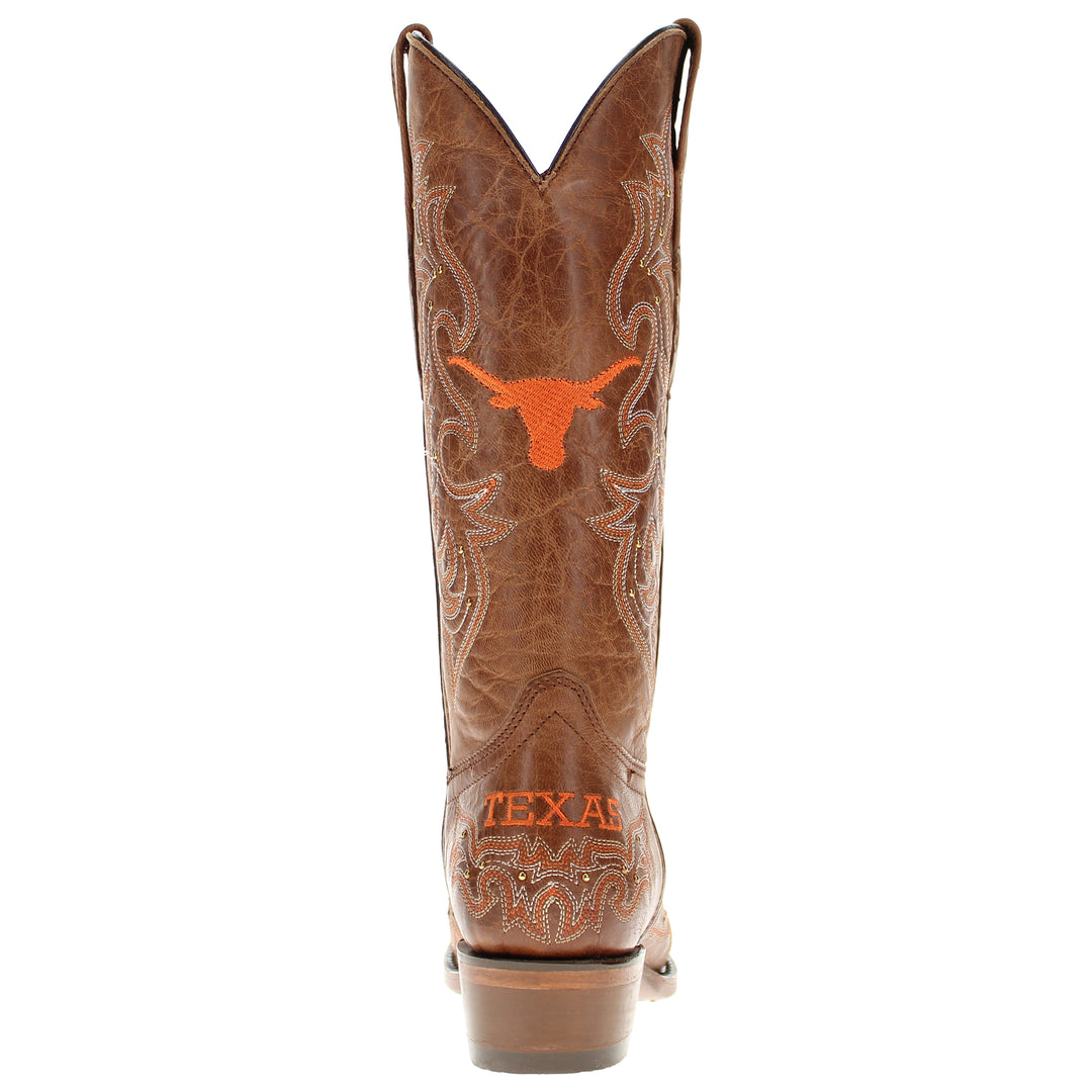 Women's University of Texas Longhorns Cowgirl Boots | Gold studs Tan Snip Toe Boots | Officially Licensed | Annie