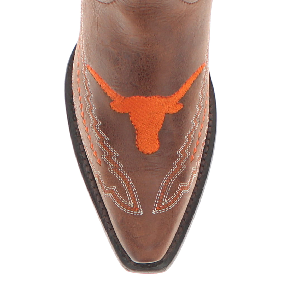 Women's University of Texas Longhorns Cowgirl Boots | Brown Snip Toe Boots | Officially Licensed | Naomi