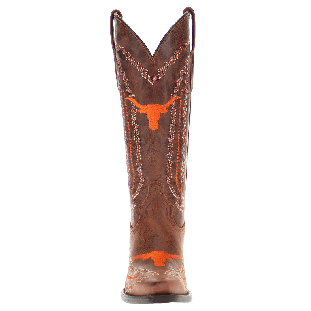 Women's University of Texas Longhorns Cowgirl Boots | Brown Snip Toe Boots | Officially Licensed | Naomi