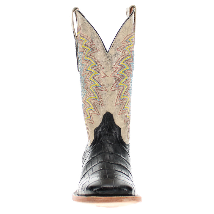 Mens Black American Alligator Belly Tail Square Toe Cowboy Boots That Looks Similar to Caiman by Vaccari