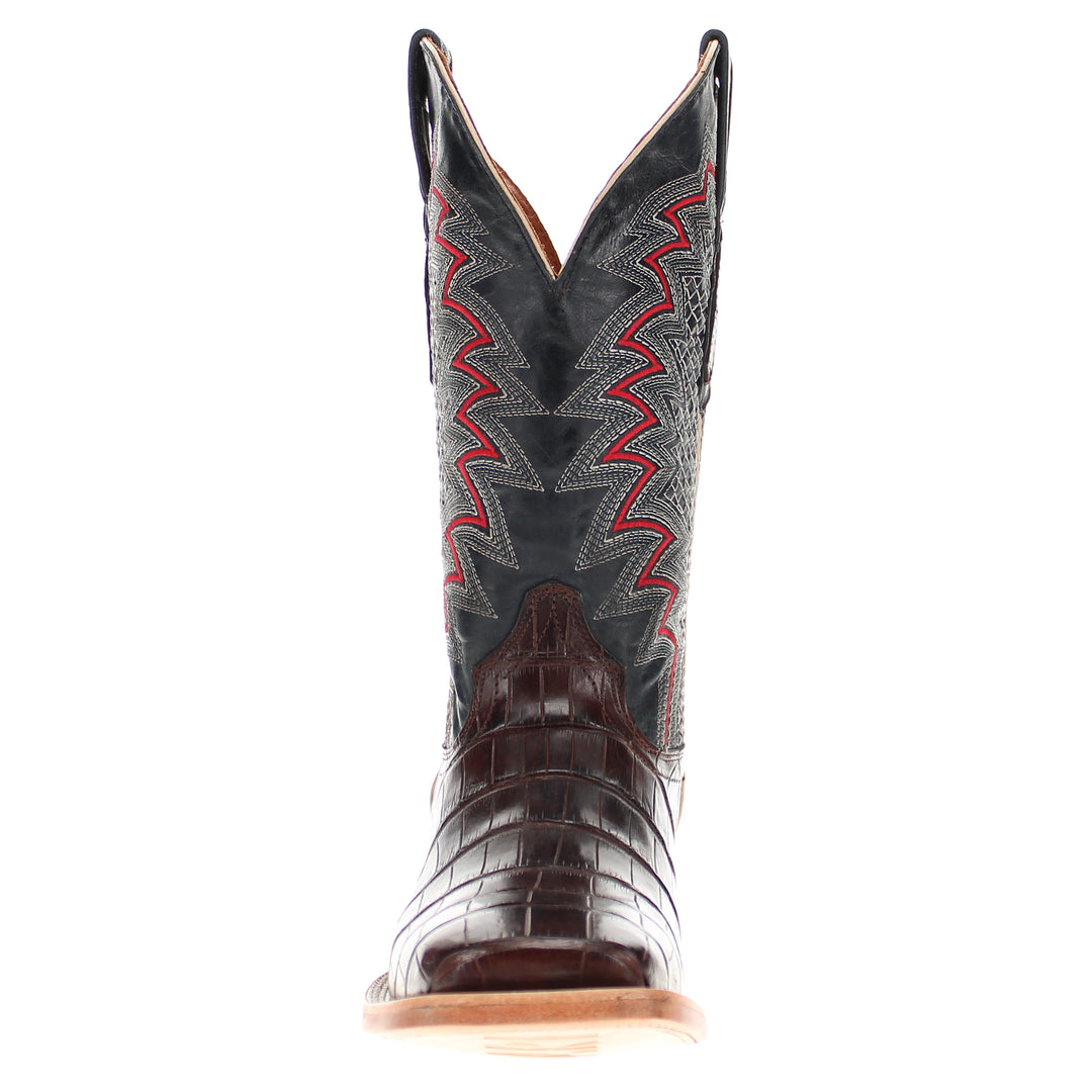 Mens Brown American Alligator Belly Tail Square Toe Cowboy Boots That Looks Similar to Caiman by Vaccari