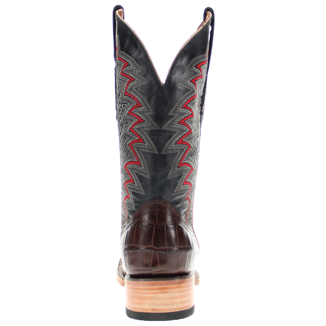 Mens Brown American Alligator Belly Tail Square Toe Cowboy Boots That Looks Similar to Caiman by Vaccari