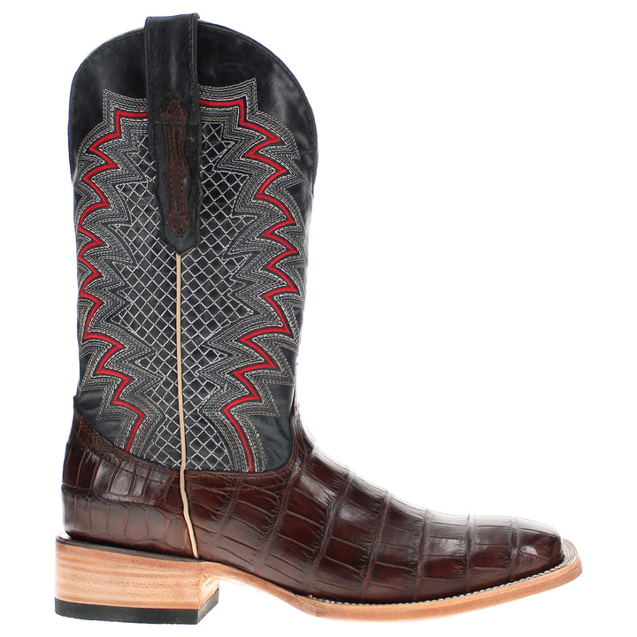 Mens Brown American Alligator Belly Tail Square Toe Cowboy Boots That Looks Similar to Caiman by Vaccari