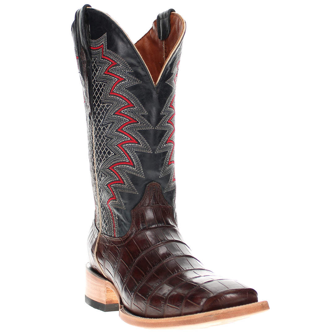 Mens Brown American Alligator Belly Tail Square Toe Cowboy Boots That Looks Similar to Caiman by Vaccari