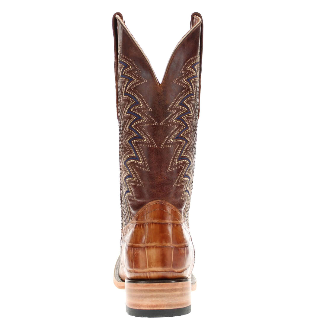 Mens Tan American Alligator Belly Tail Square Toe Cowboy Boots by Vaccari